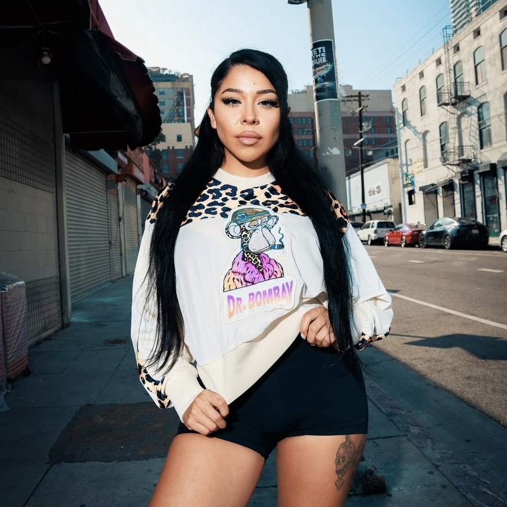 DEATH ROW RECORDS bombay Graphic Leopard Sleeve Women's Top&jogger set